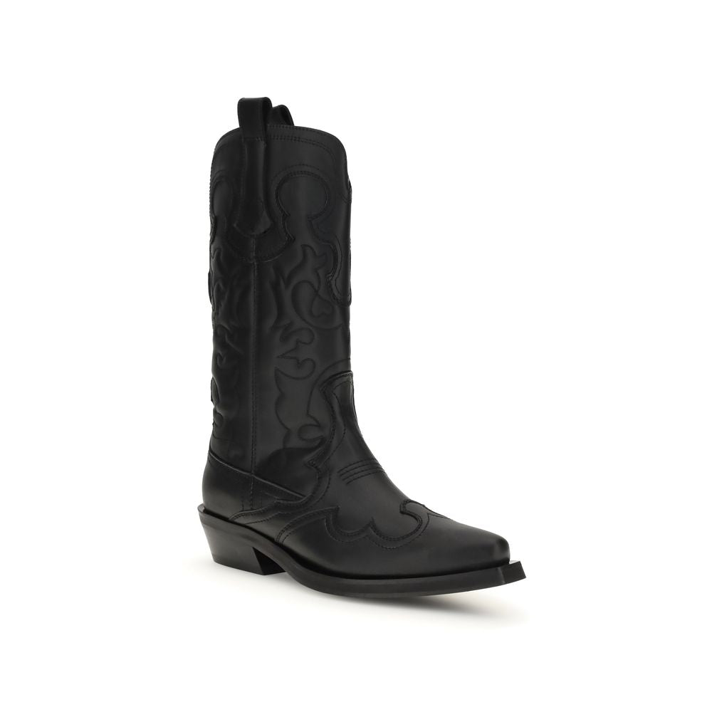 Ganni Black Recycled Leather Boots - ClickThatClicks 