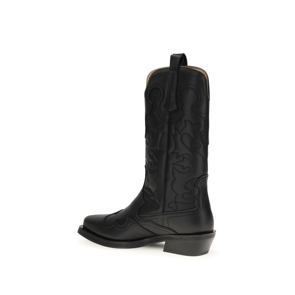 Ganni Black Recycled Leather Boots - ClickThatClicks 