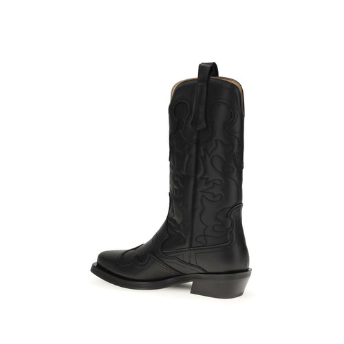 Ganni Black Recycled Leather Boots - ClickThatClicks 
