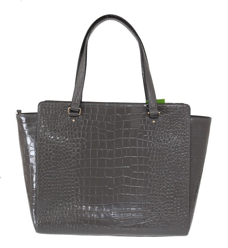 Kate Spade Grey Croc Embossed Leather Elissa Bristol Drive Tote Handbag Bag - ClickThatClicks 