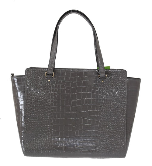 Kate Spade Grey Croc Embossed Leather Elissa Bristol Drive Tote Handbag Bag - ClickThatClicks 