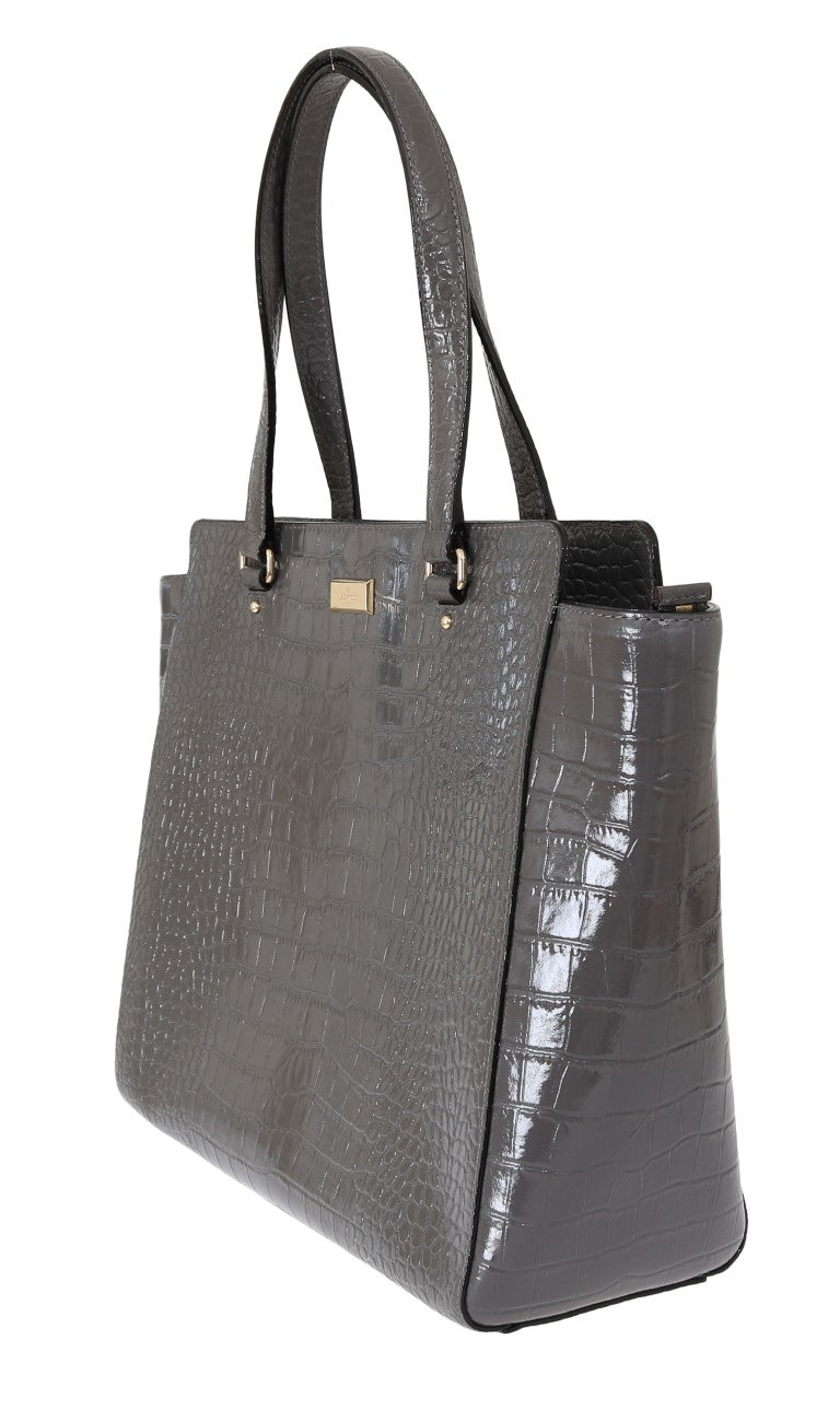 Kate Spade Grey Croc Embossed Leather Elissa Bristol Drive Tote Handbag Bag - ClickThatClicks 