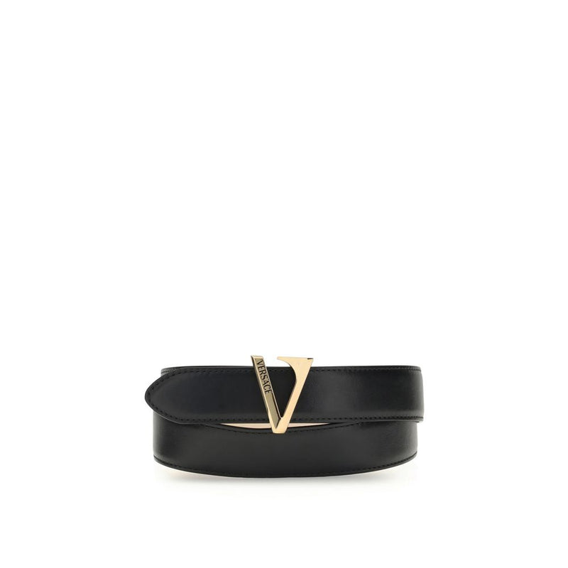 Versace Black Calf Leather Bos Taurus Regular Belt