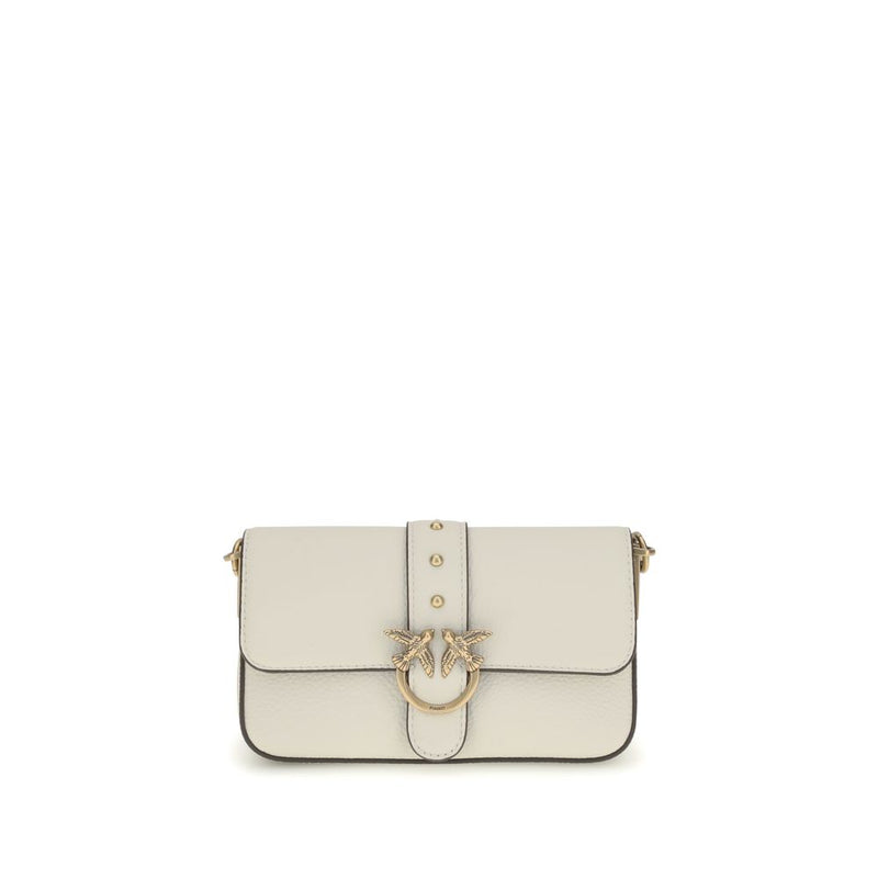 PINKO White Calf Leather Bos Taurus Shoulder Bag