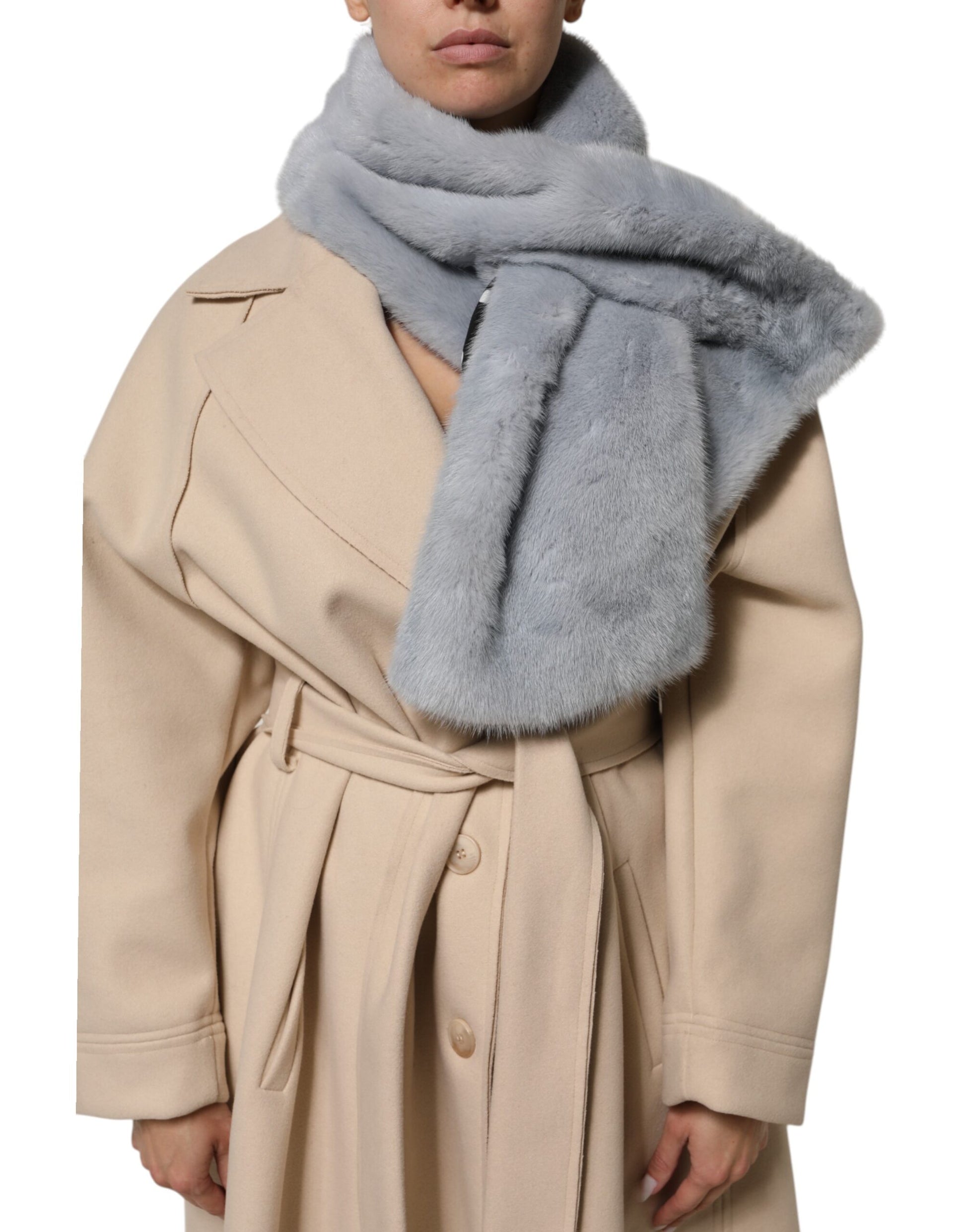 Dolce & Gabbana Powder Blue Mink Fur Neck Warmer Scarf - ClickThatClicks 