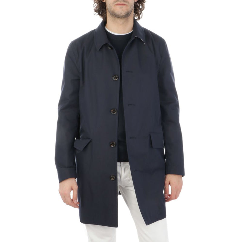 Aquascutum Blue Cotton Trench Coat