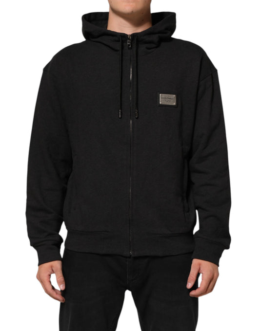 Dolce & Gabbana Black Logo FullZip Hooded Sweatshirt Sweater - ClickThatClicks 