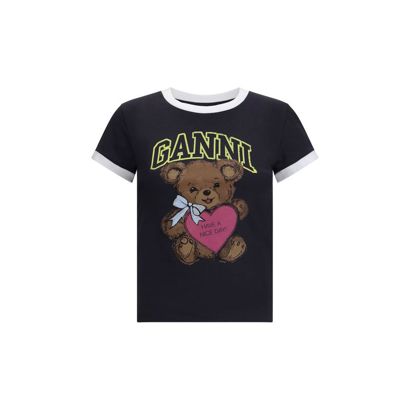 Ganni Black Cotton T-Shirt