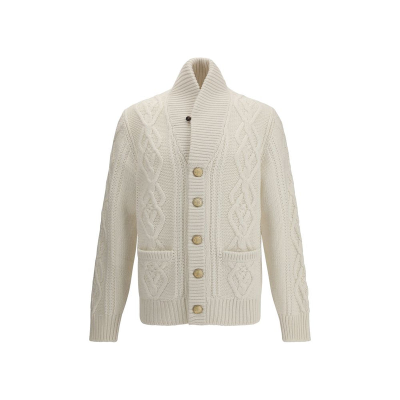 Brunello Cucinelli White Cashmere Cardigan
