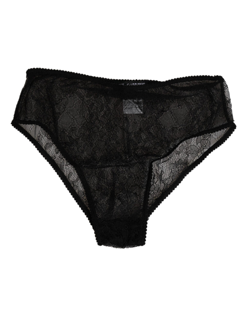 Dolce & Gabbana Black Nylon Stretch High Waist Panty Underwear