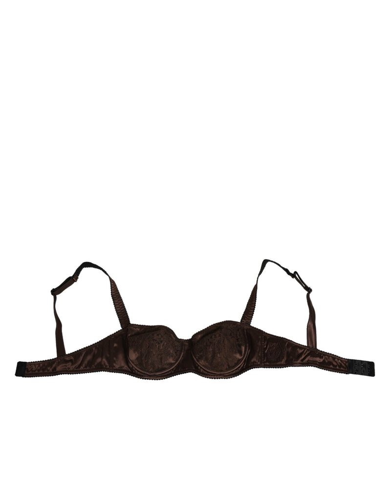 Dolce & Gabbana Brown Silk Underwired Balconette Bra Underwear