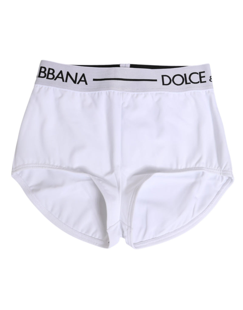 Dolce & Gabbana White Nylon Logo Waistband Shorts Underwear