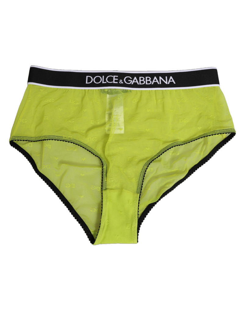 Dolce & Gabbana Green Nylon Logo Waistband Brief Panty Underwear