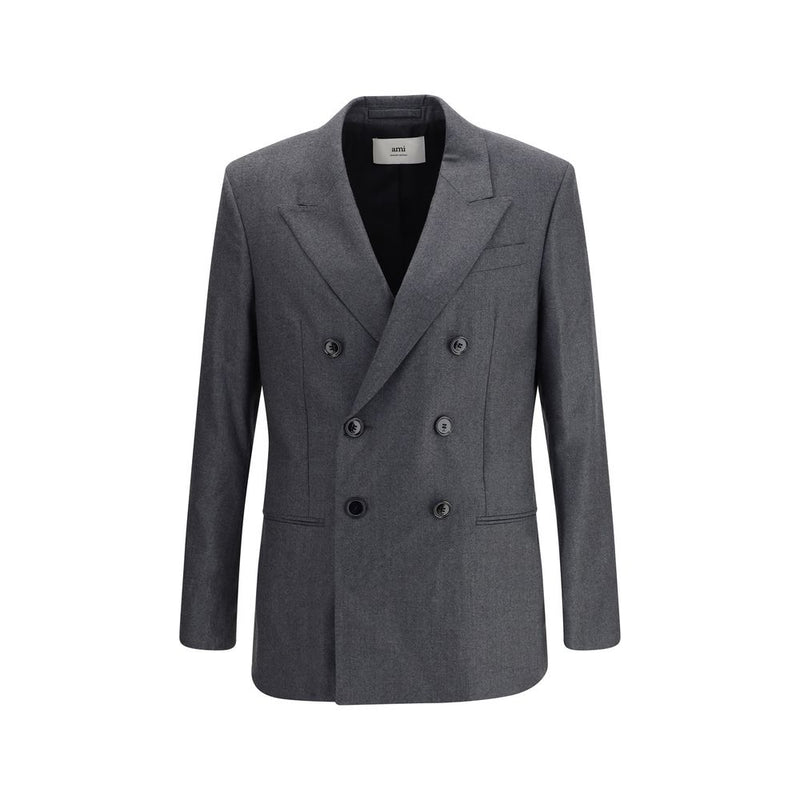 Ami Paris Gray Fleece Wool Blazer