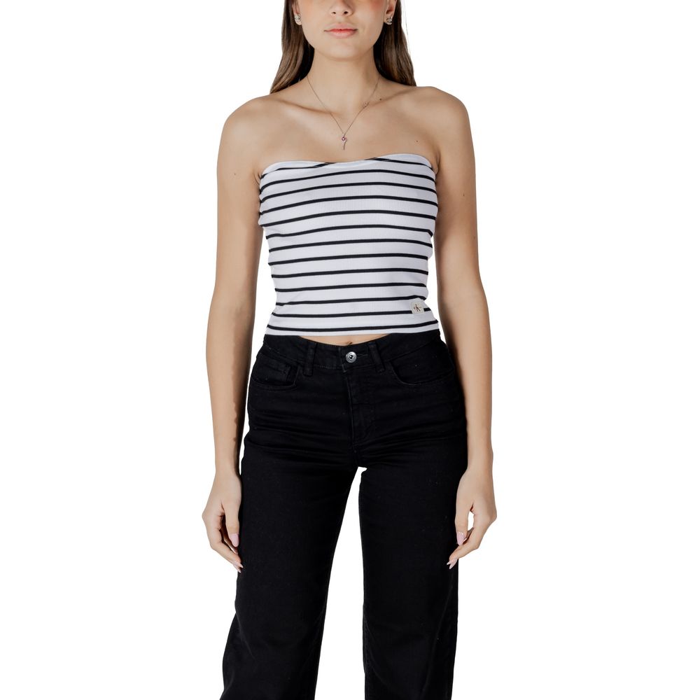 Calvin Klein Jeans White Recycled Cotton Top - ClickThatClicks 
