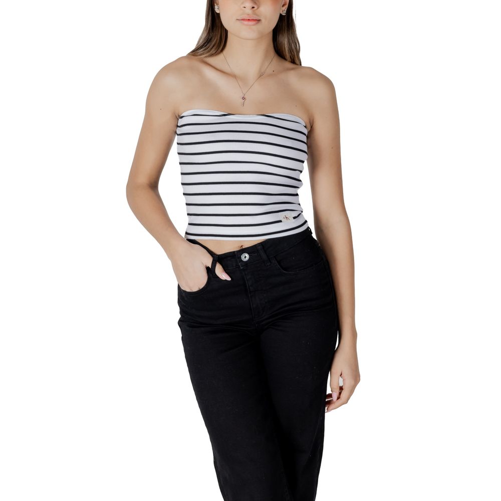 Calvin Klein Jeans White Recycled Cotton Top - ClickThatClicks 