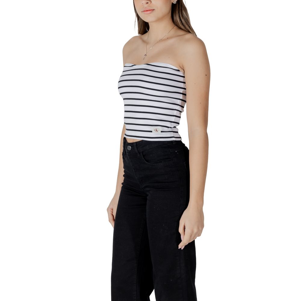 Calvin Klein Jeans White Recycled Cotton Top - ClickThatClicks 