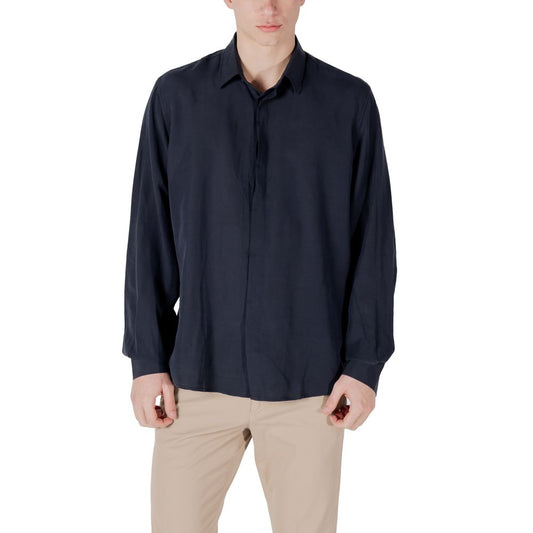 Antony Morato Blue Lyocell Shirt - ClickThatClicks 