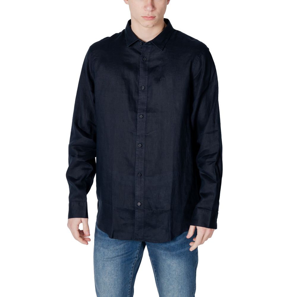 Armani Exchange Blue Linen Dress Shirt - ClickThatClicks 
