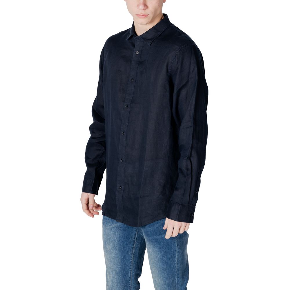 Armani Exchange Blue Linen Dress Shirt - ClickThatClicks 