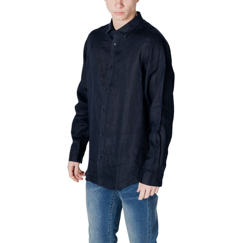 Armani Exchange Blue Linen Dress Shirt - ClickThatClicks 