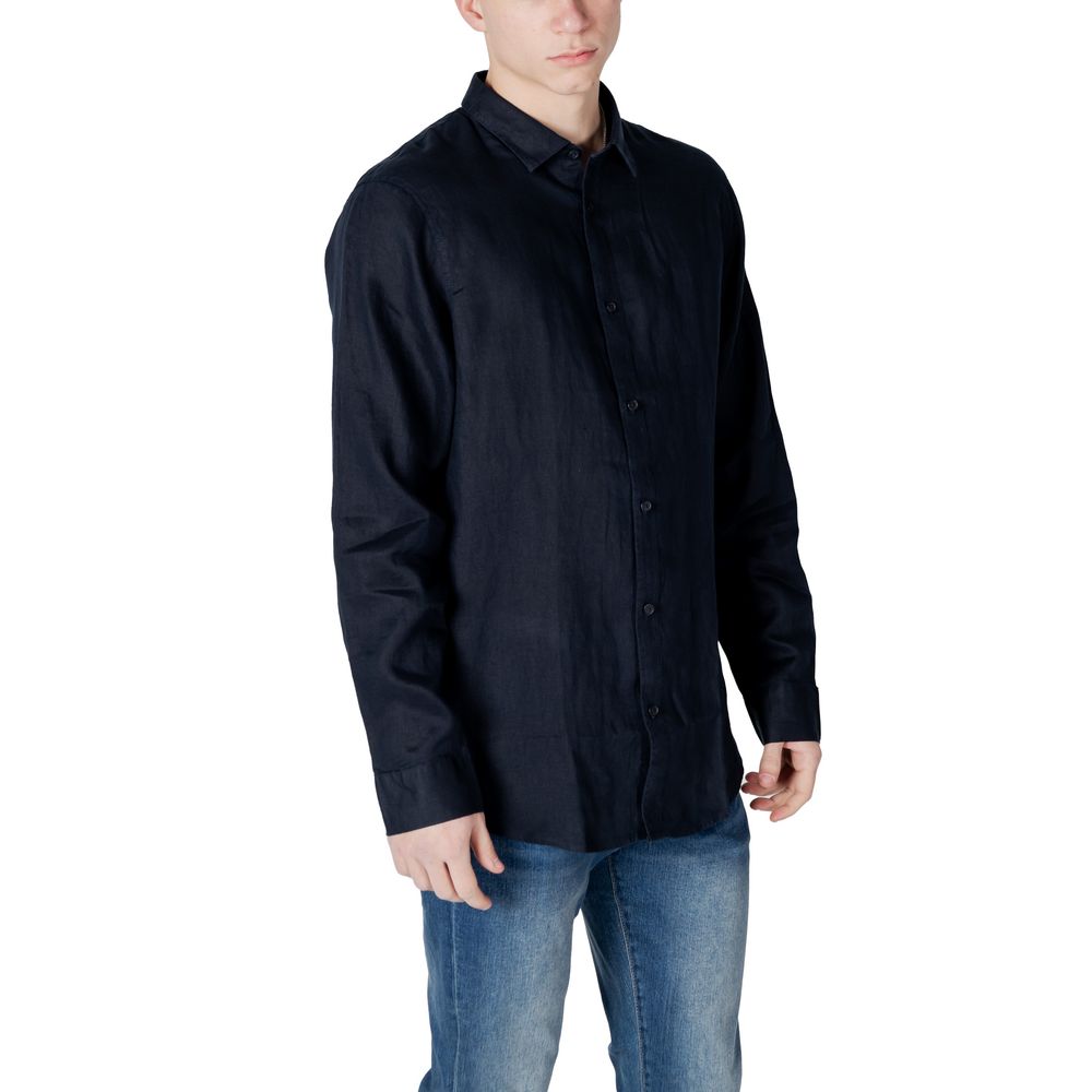Armani Exchange Blue Linen Dress Shirt - ClickThatClicks 