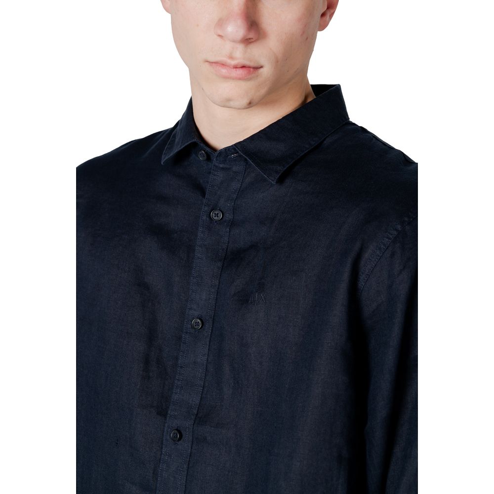 Armani Exchange Blue Linen Dress Shirt - ClickThatClicks 