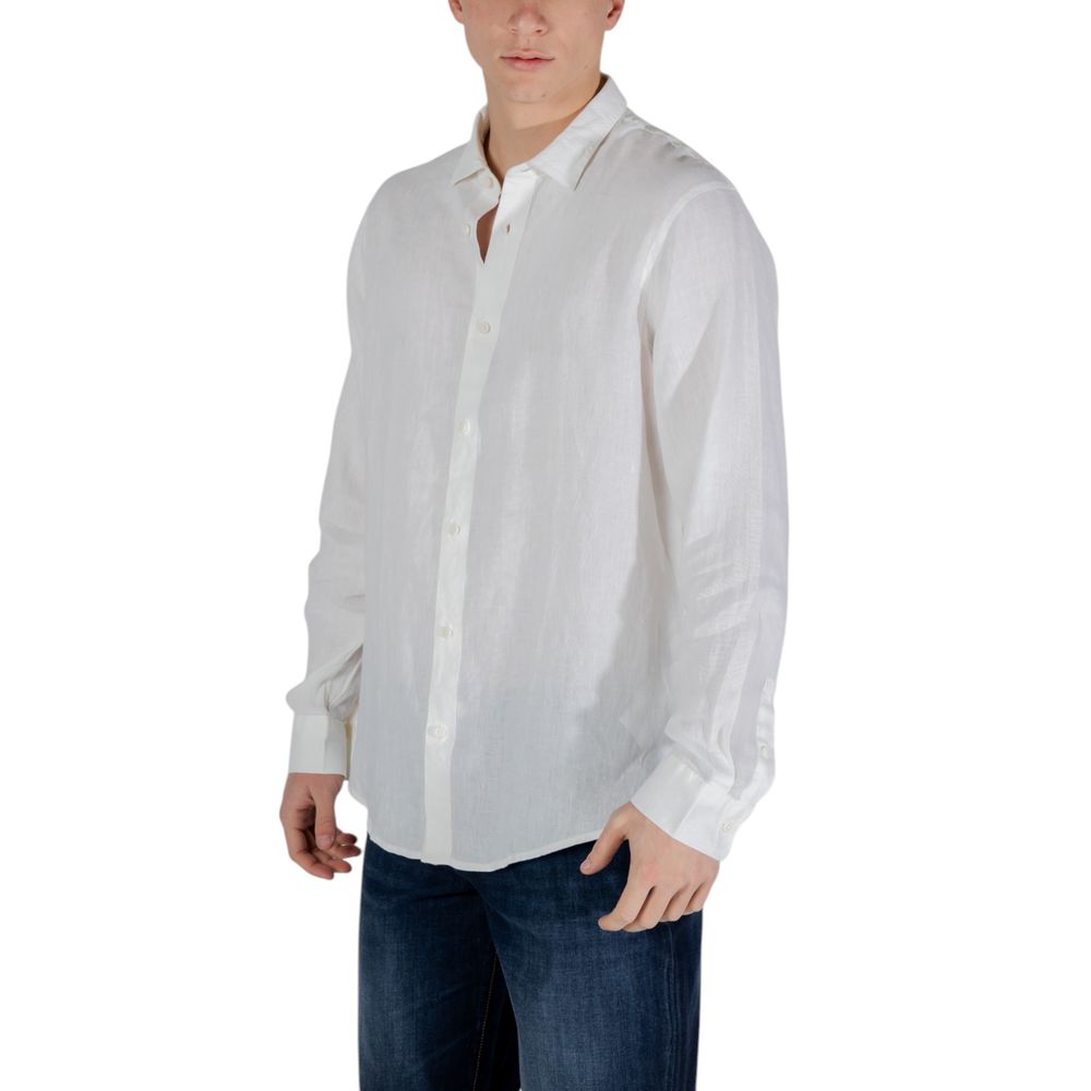 Armani Exchange White Linen Dress Shirt - ClickThatClicks 