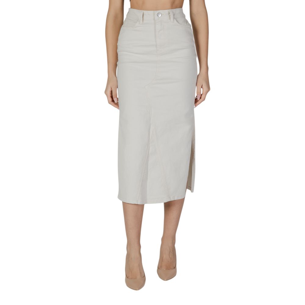Vila Clothes Cream Cotton Long Skirt - ClickThatClicks 
