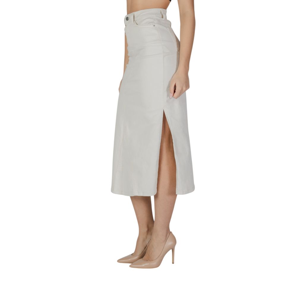 Vila Clothes Cream Cotton Long Skirt - ClickThatClicks 