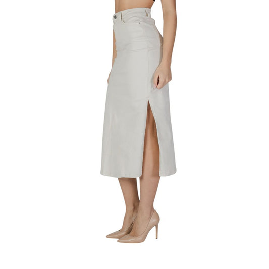 Vila Clothes Cream Cotton Long Skirt - ClickThatClicks 