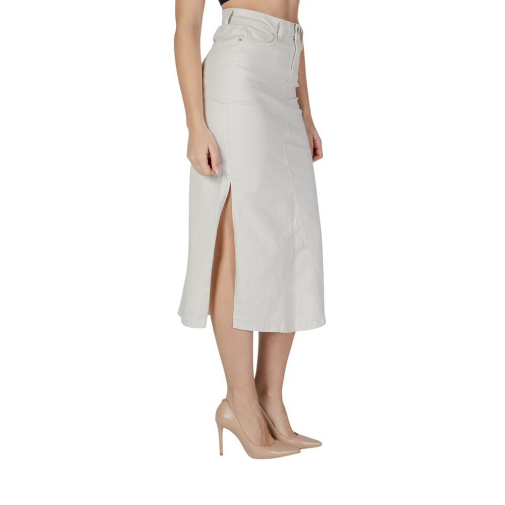 Vila Clothes Cream Cotton Long Skirt - ClickThatClicks 