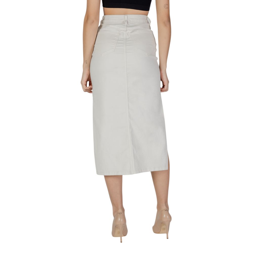 Vila Clothes Cream Cotton Long Skirt - ClickThatClicks 