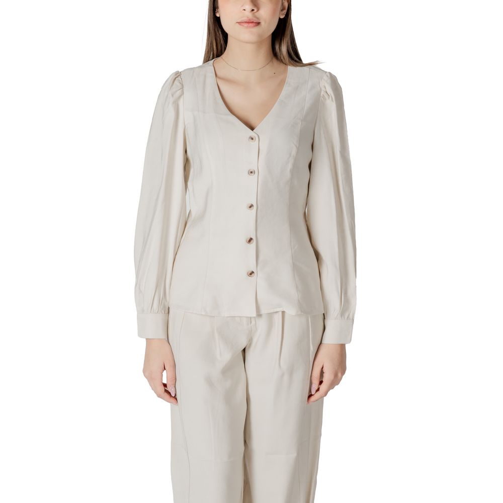 Vila Clothes Beige Viscose Top - ClickThatClicks 
