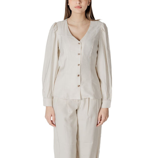 Vila Clothes Beige Viscose Top - ClickThatClicks 