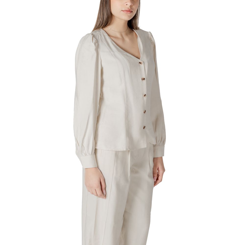 Vila Clothes Beige Viscose Top - ClickThatClicks 