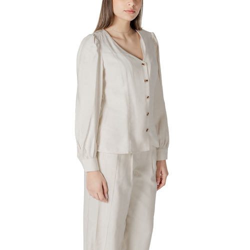 Vila Clothes Beige Viscose Top - ClickThatClicks 