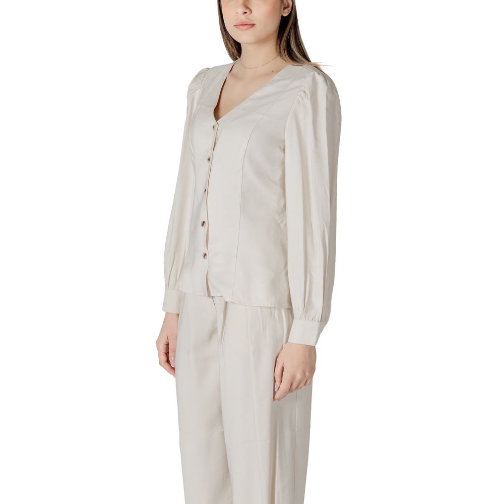 Vila Clothes Beige Viscose Top - ClickThatClicks 
