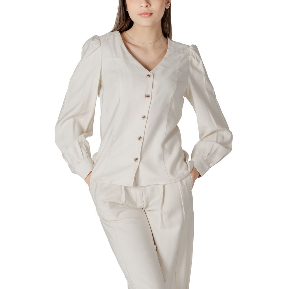 Vila Clothes Beige Viscose Top - ClickThatClicks 