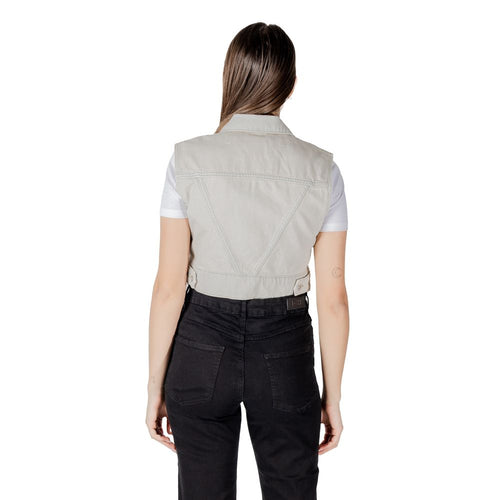 Only Light Blue Cotton Sleveless Jacket - ClickThatClicks 