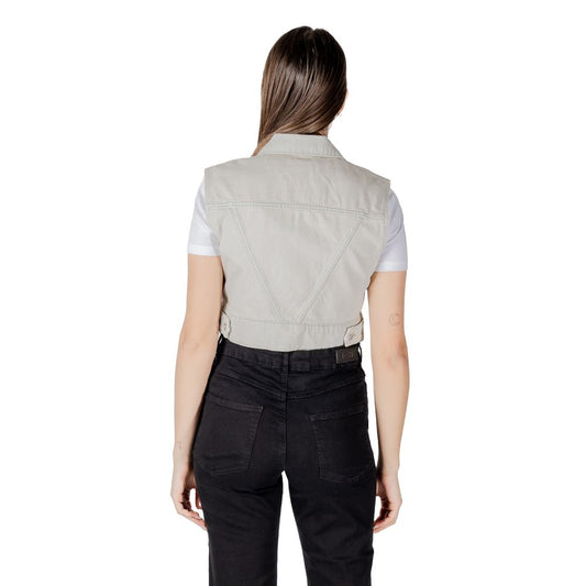 Only Light Blue Cotton Sleveless Jacket - ClickThatClicks 