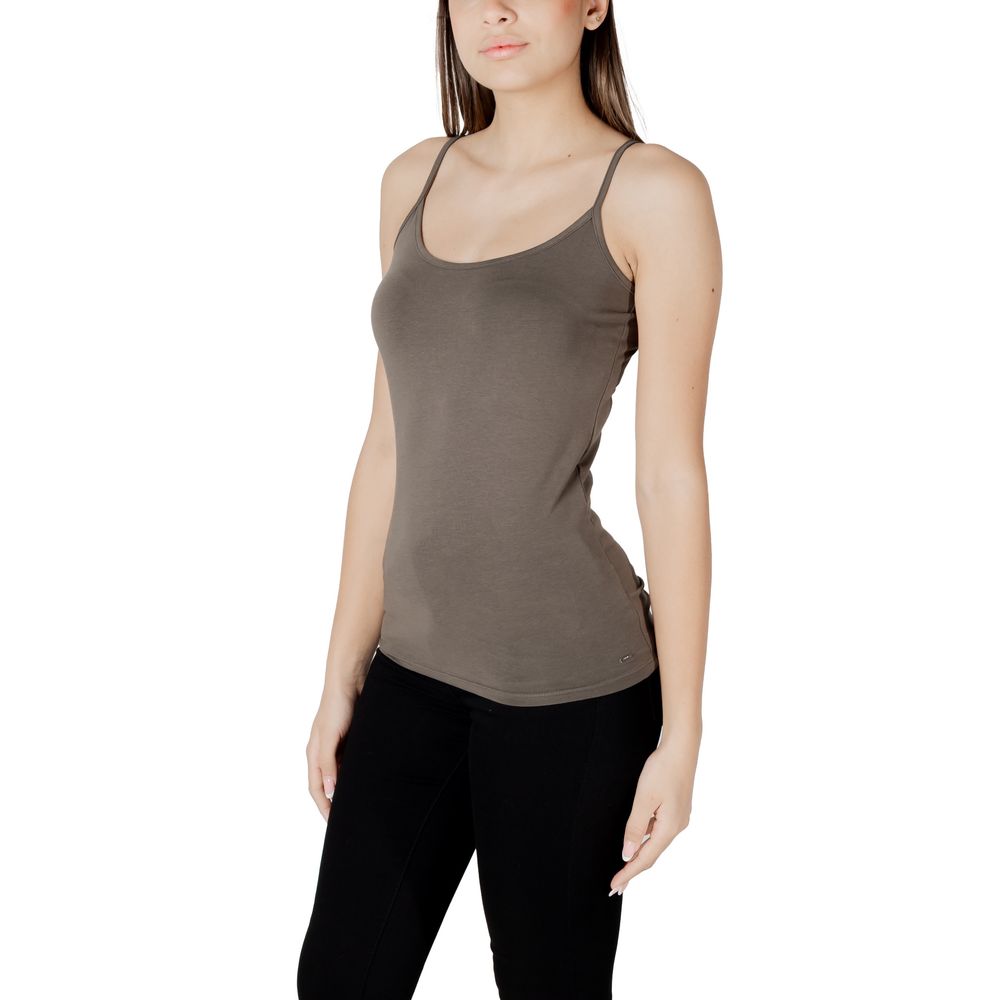 Morgan De Toi Green Cotton Tank Tops - ClickThatClicks 
