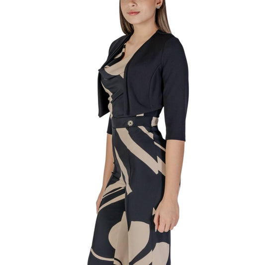 Rinascimento Black Polyester Sleveless Jacket - ClickThatClicks 