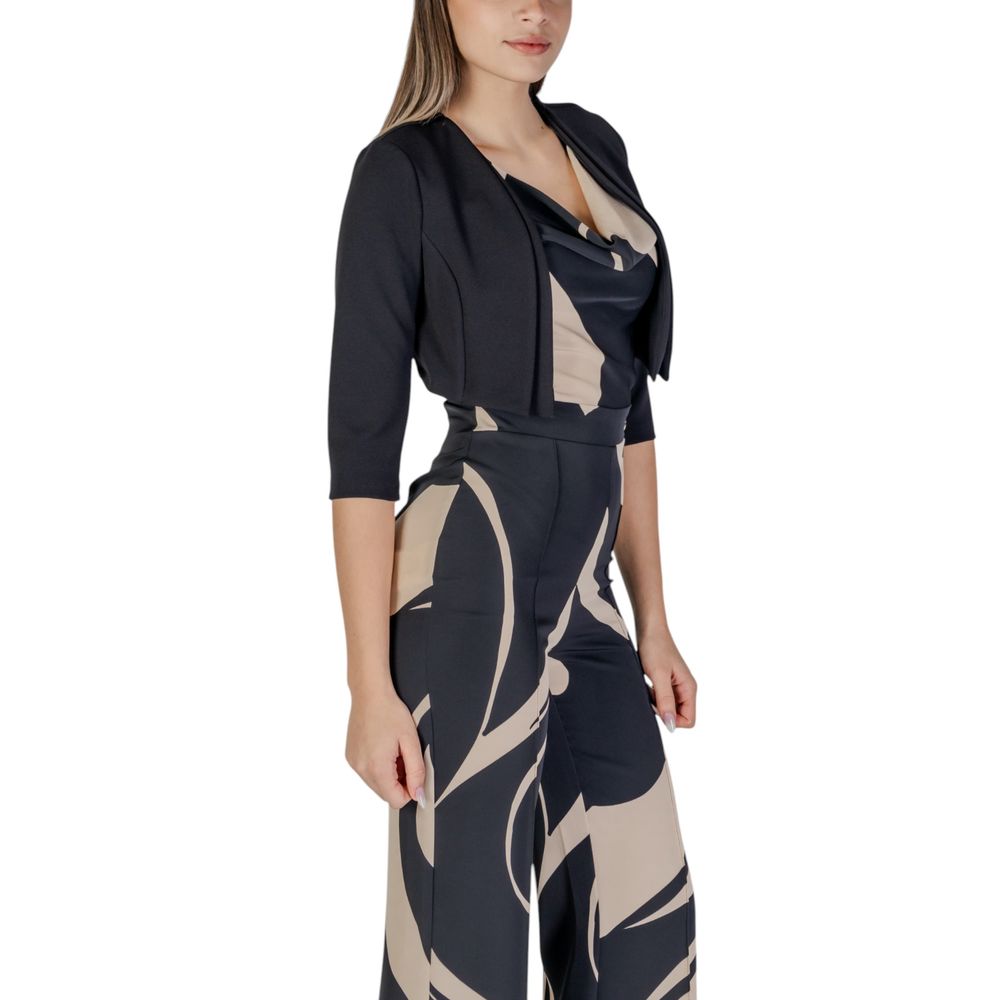 Rinascimento Black Polyester Sleveless Jacket - ClickThatClicks 