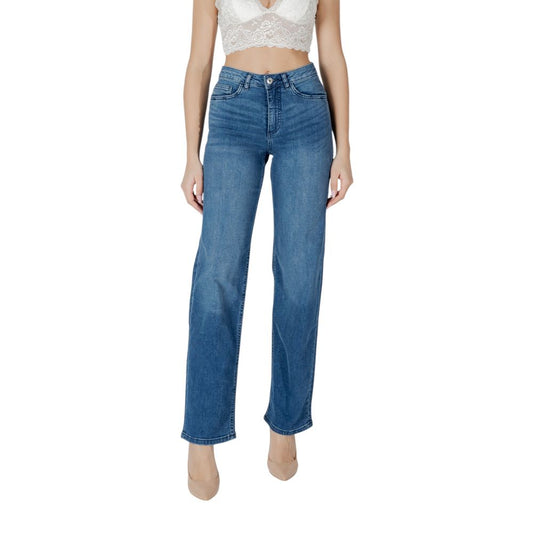 ICHI Blue Cotton Relaxed Fit Jeans - ClickThatClicks 