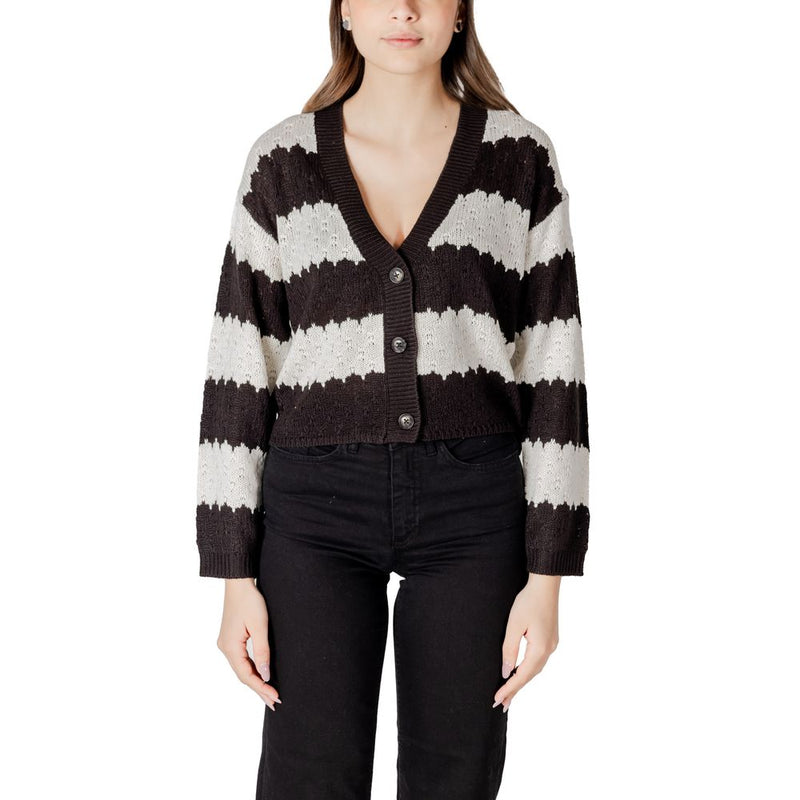 Jacqueline De Yong Black And White Marabou Cardigan
