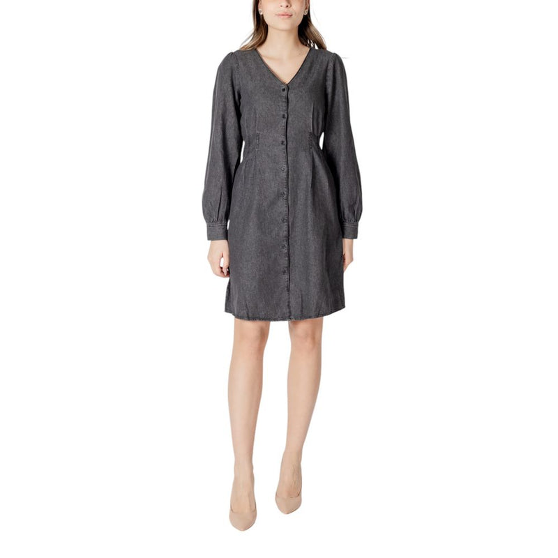 ICHI Black Cotton Short Dress