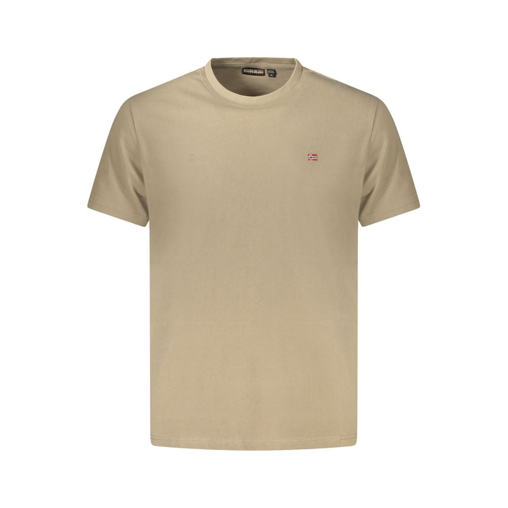 Napapijri Marrone Cotton Mens T-Shirt - ClickThatClicks 