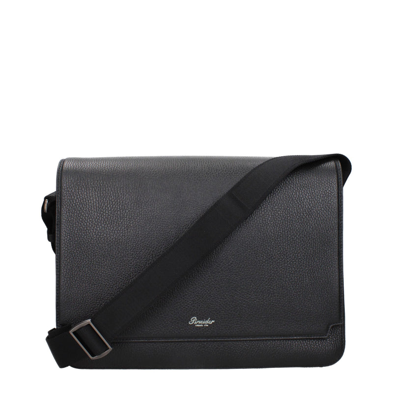Pineider Black Leather Crossbody Bag