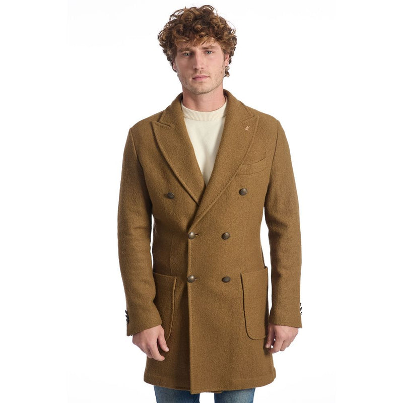 Roberto Pepe Luxury Brown Wool Men Jacket